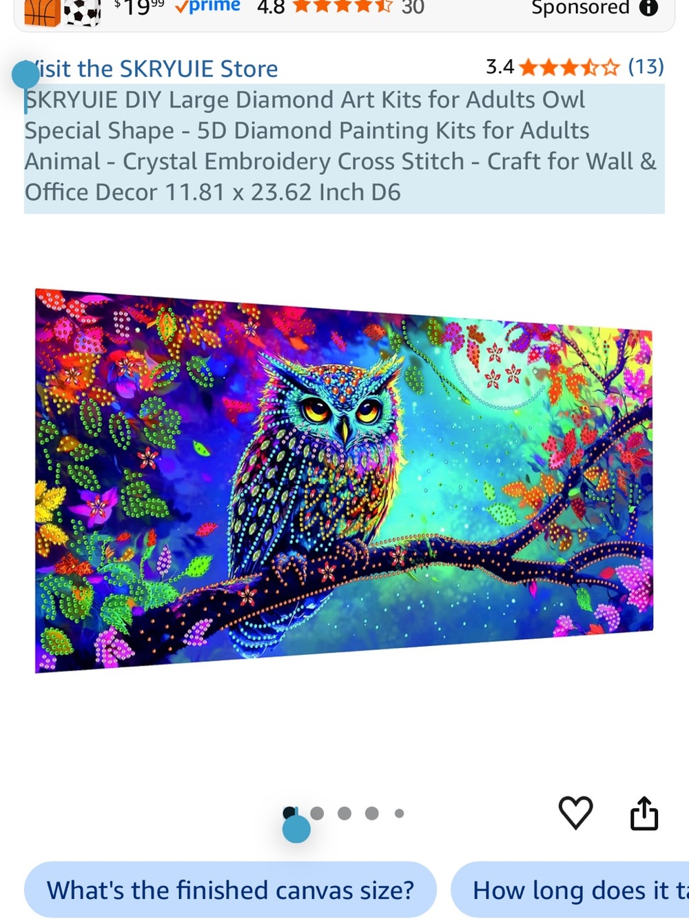 Vibrant Multicolor Owl Wall Art - Colorful Night Forest Canvas